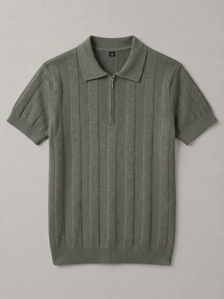 Camisa Polo Masculina De Tricot Texturizada Manga Curta Premium