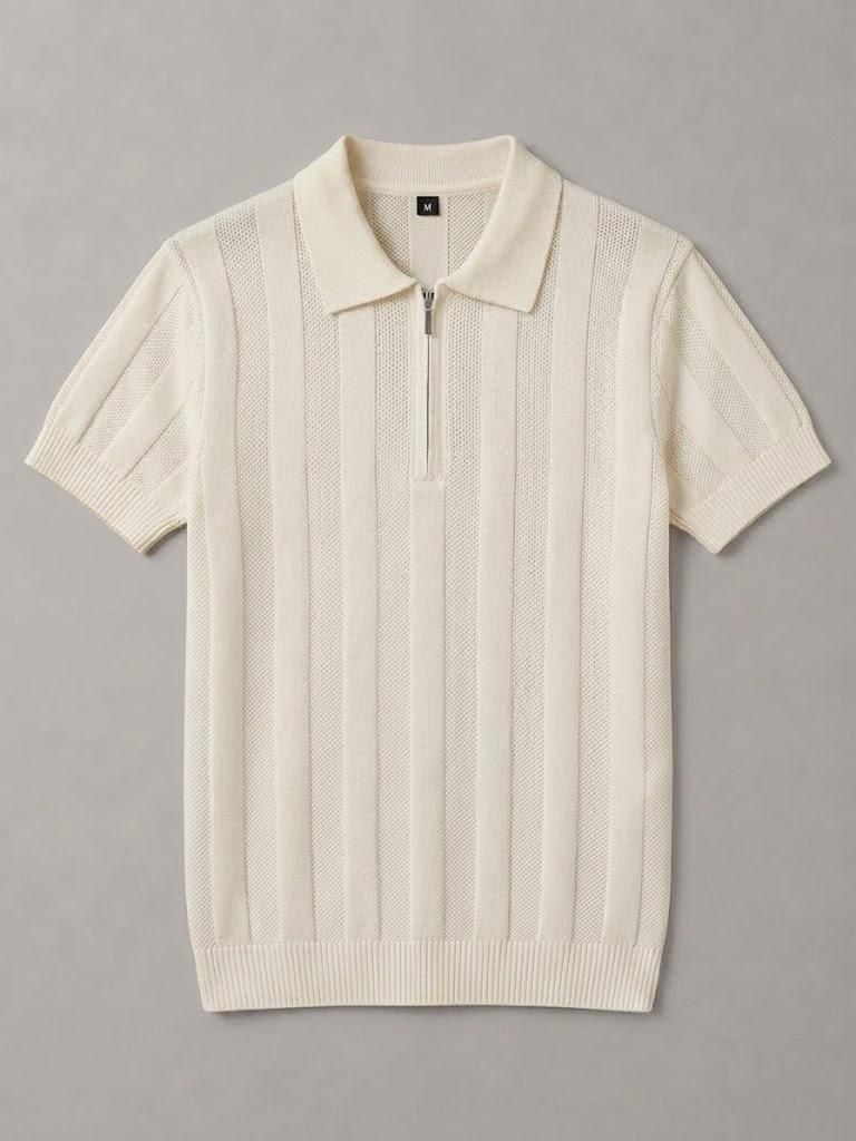 Camisa Polo Masculina De Tricot Texturizada Manga Curta Premium