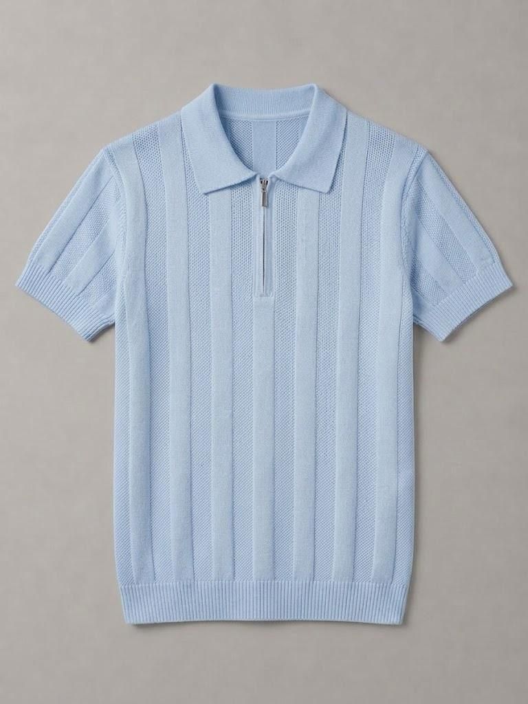 Camisa Polo Masculina De Tricot Texturizada Manga Curta Premium