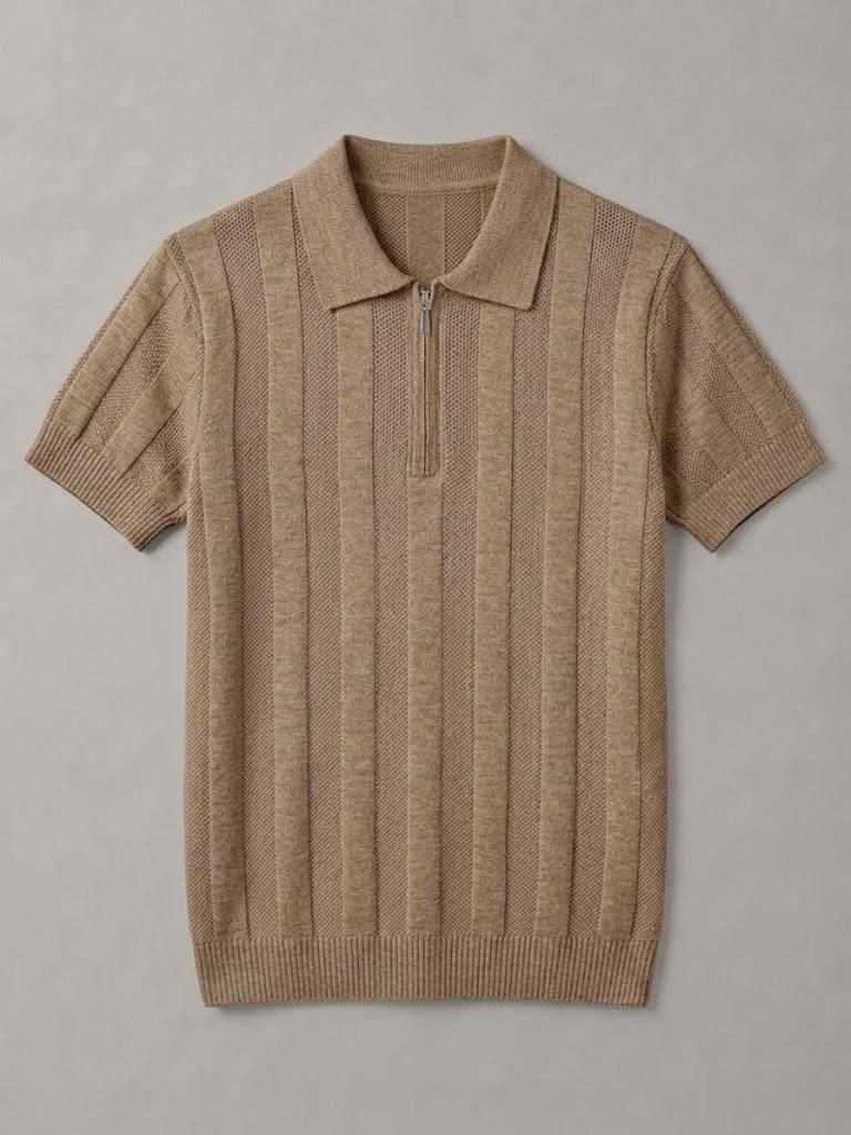 Camisa Polo Masculina De Tricot Texturizada Manga Curta Premium