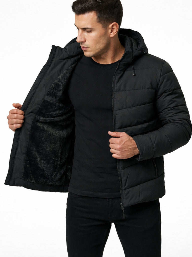 Jaqueta Puffer Bobojaco Impermeável Blusa Masculina Inverno com Capuz